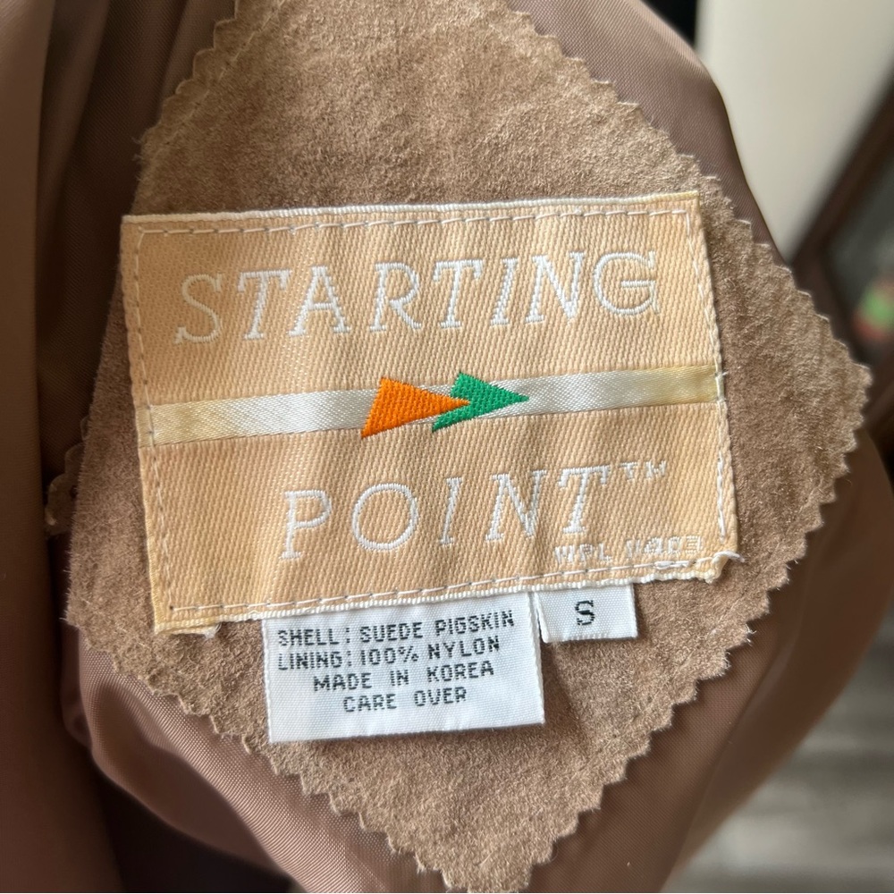 Vintage Suede Open-Front Women's Jacket in Light Tan - Picture 4 of 5